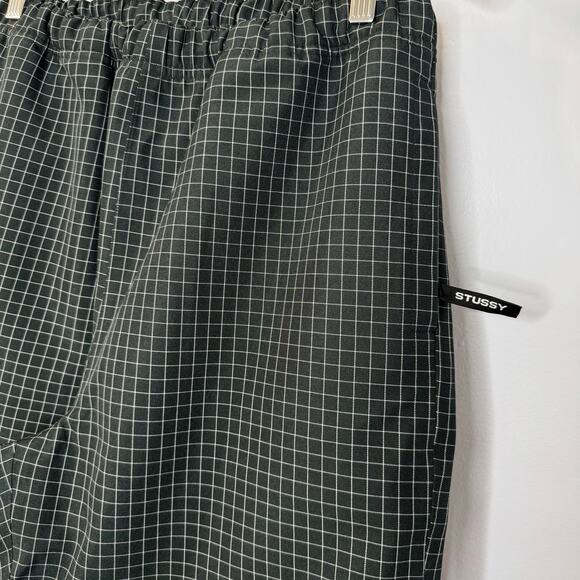Stussy Grid Shell Pants Black Buggy Streetwear Drawstring Men's M - Picture 11 of 16